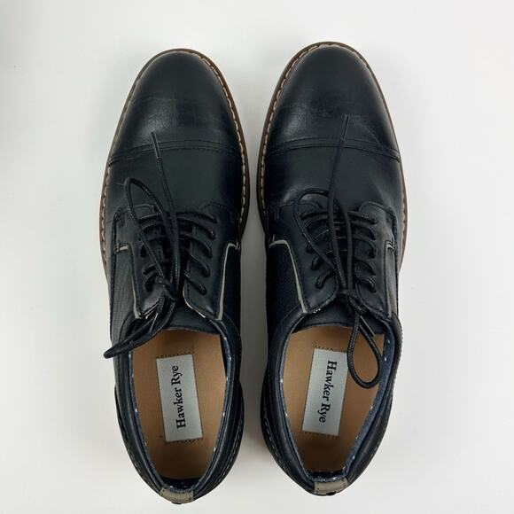 Hawker Rye Men's Black Leather Oxfords Size 8 - Picture 4 of 8